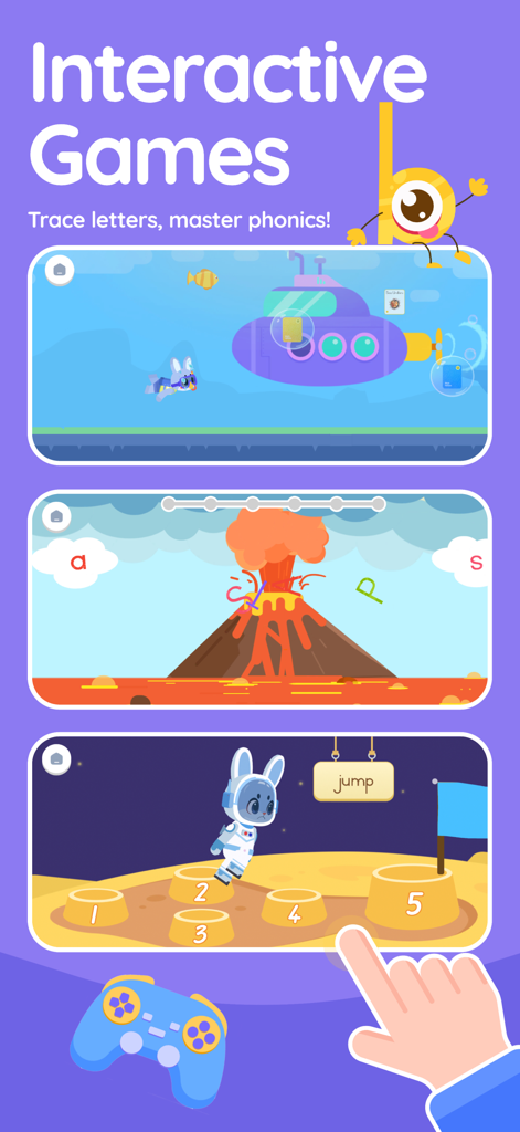 Giggle Academy - Play & Learn - Juegos educativos interactivos para niños en la aplicación Giggle Academy con actividades de fonética y conteo.