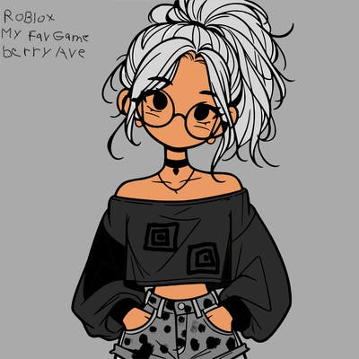 girl with a messy ponytail glasses a baggy crop top and jean shorts