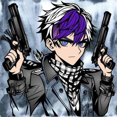 hot anime boy withe guns