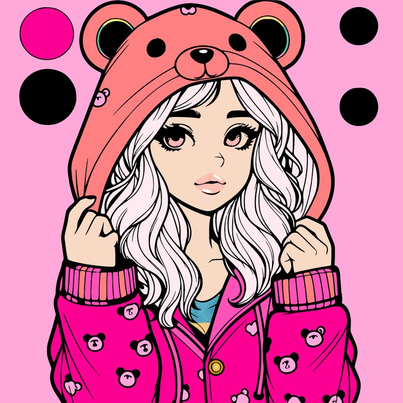 realistic girl in a animal pjs hoodie