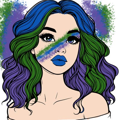 realistic girl with wavy hair and lips