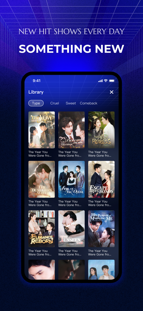 Zarely - Zarely app library screen featuring several vertical short drama series posters