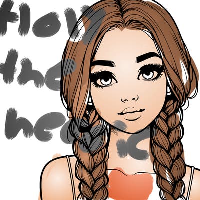 realistic girl with braids