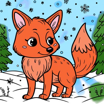 a fox in the snow