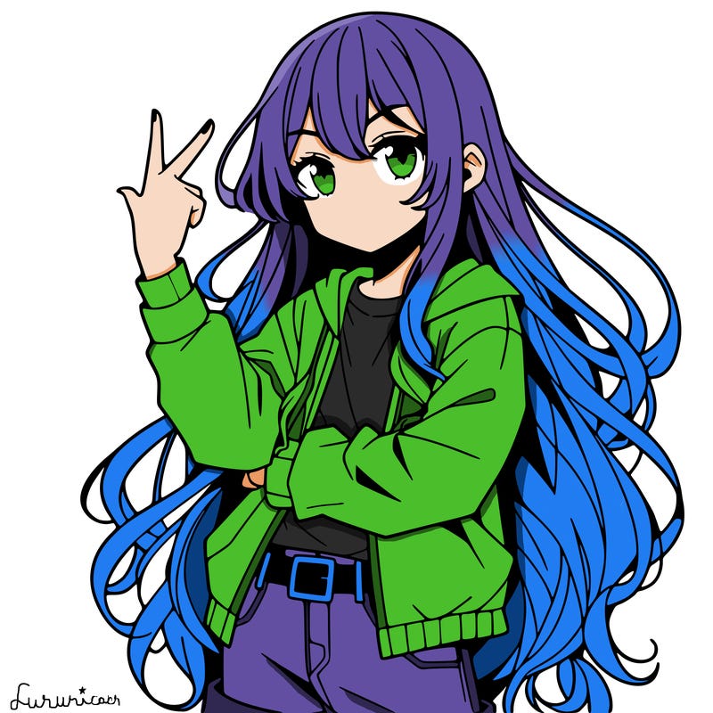 one anime girl with long hair and a cool pose