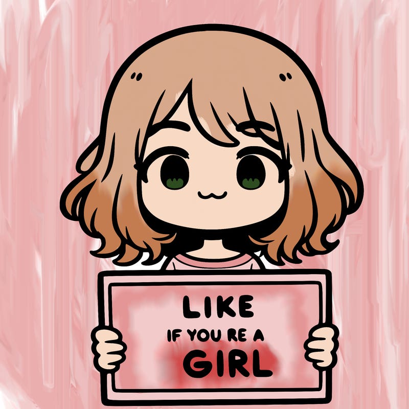 a cute girl holding a sign that says like if you’re a girl