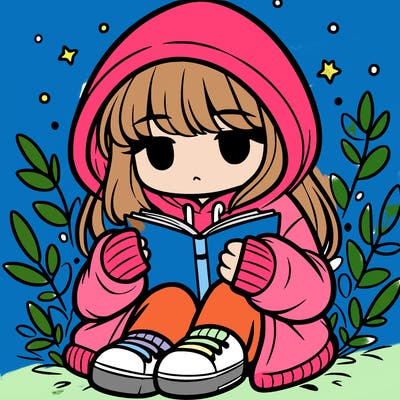 girl in oversized hoodie reading a book