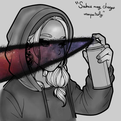 a realistic girl, spray painting