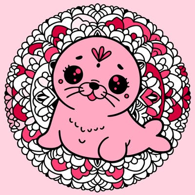 a cute baby seal mandala