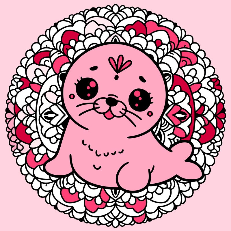 a cute baby seal mandala