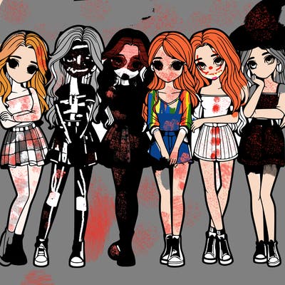 a group of girls realistic