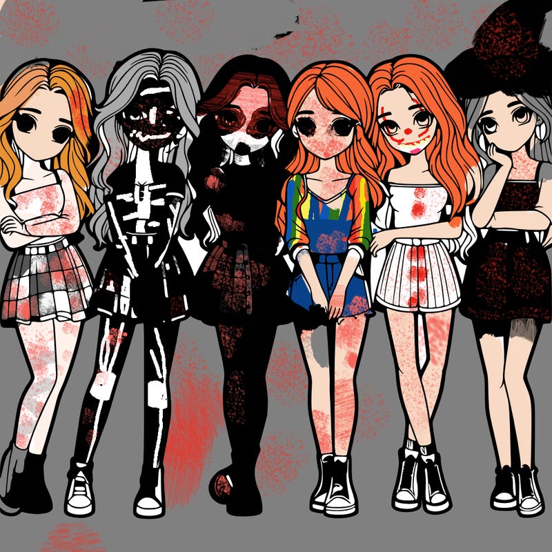 a group of girls realistic