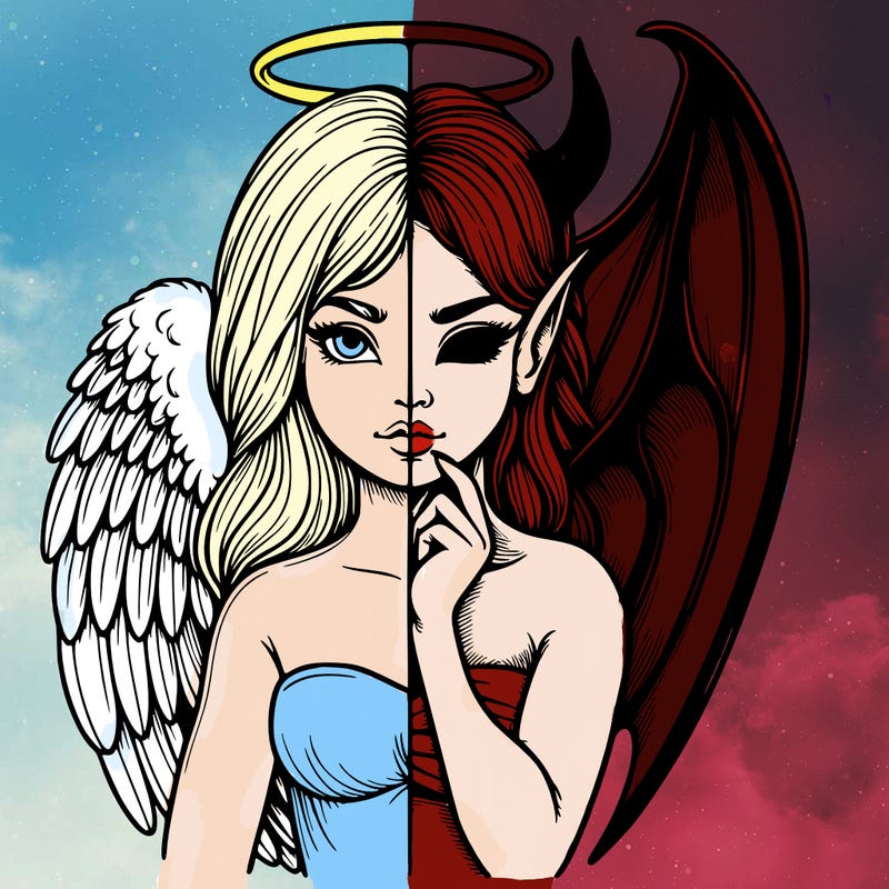 realistic angel half demon