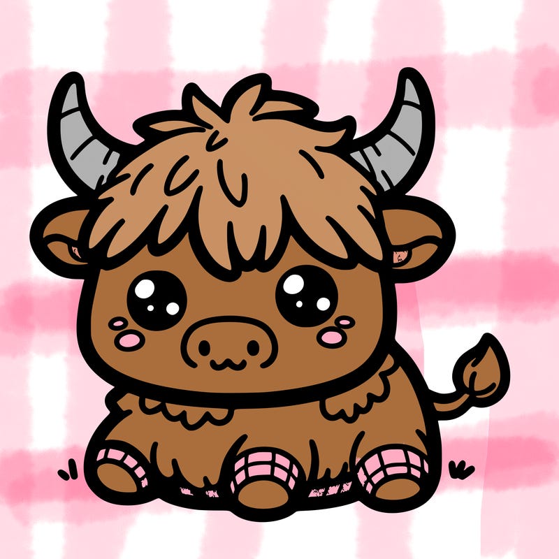 cute highland cow kawaii