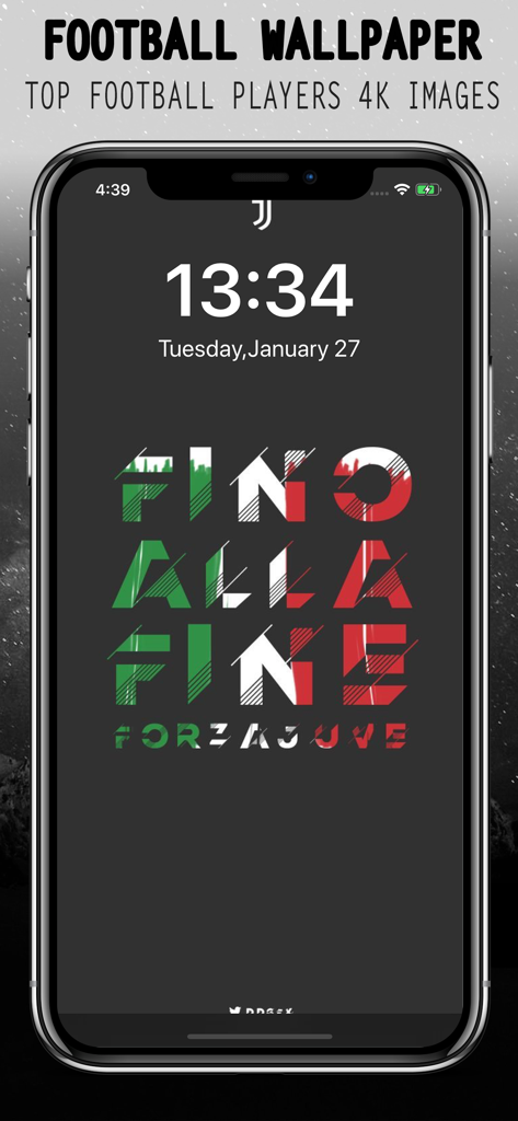 Smartphone-Bildschirm mit einem 4K-Wallpaper des Fußballvereins Juventus