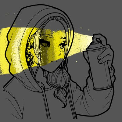 a realistic girl, spray painting