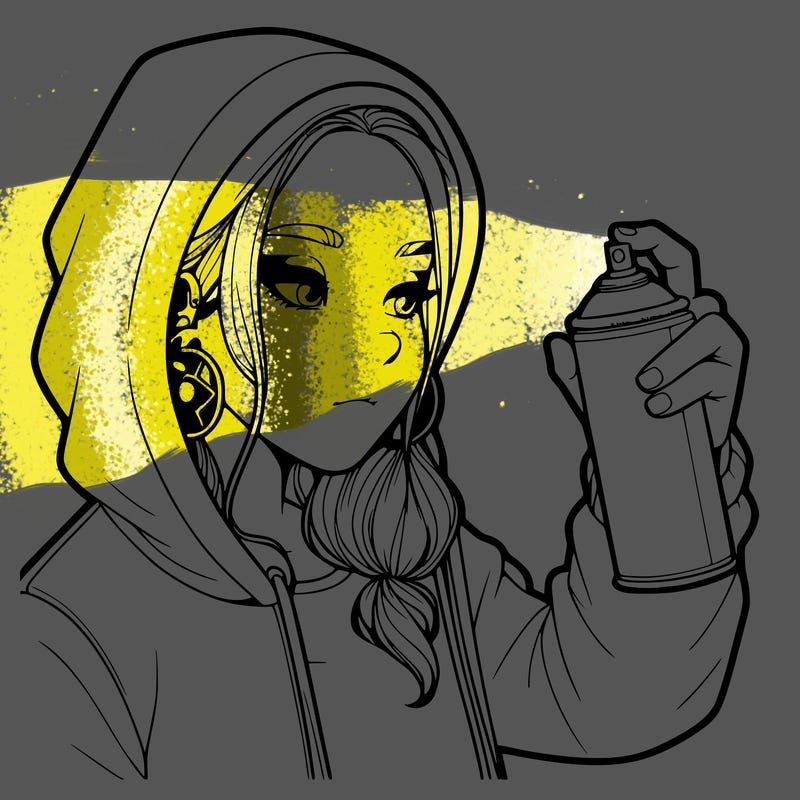a realistic girl, spray painting