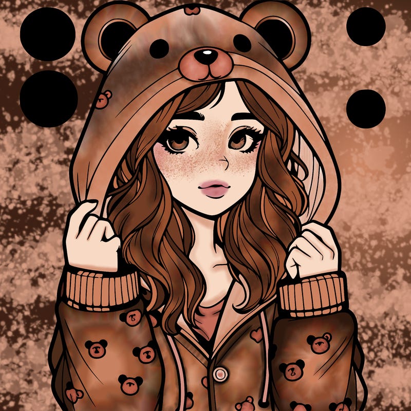 realistic girl in a animal pjs hoodie