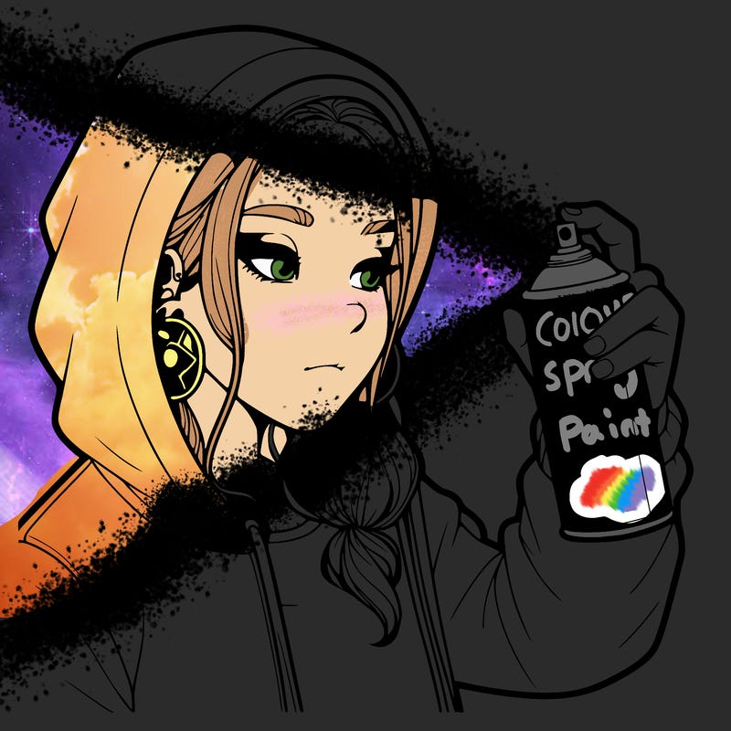 a realistic girl, spray painting