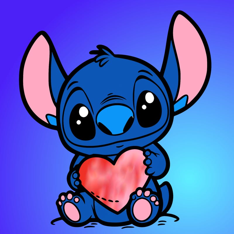 stich holding a heart