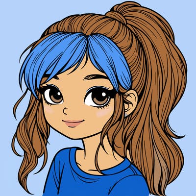 realistic girl with ponytail