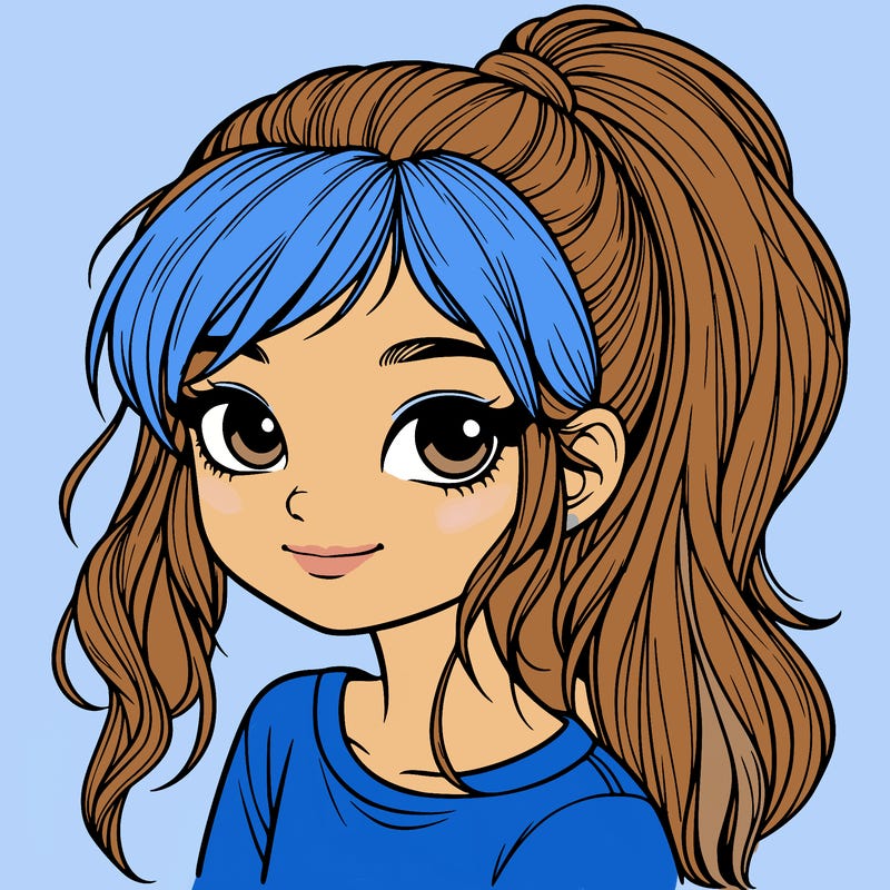 realistic girl with ponytail