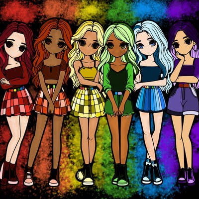 a group of girls realistic