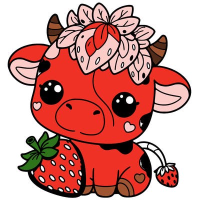 cute strawberry cow