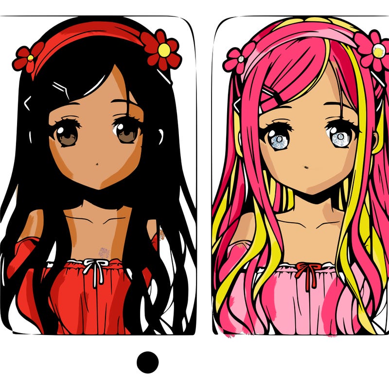 a realistic anime manga girl with long hair and a little cute head band