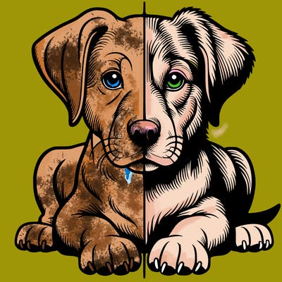 realistic dog split picture