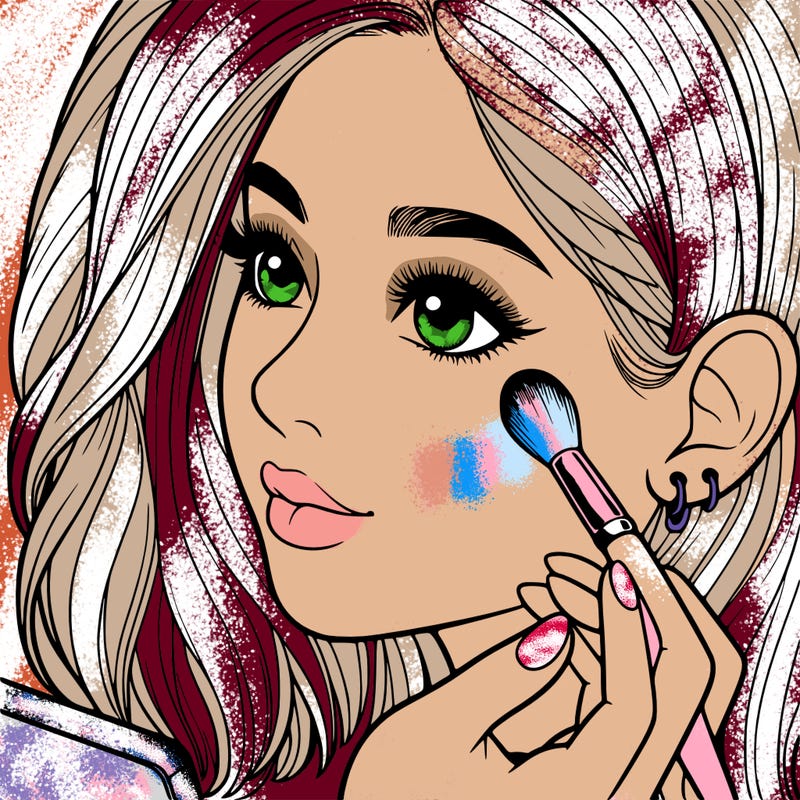 a realistic girl doing her makeup