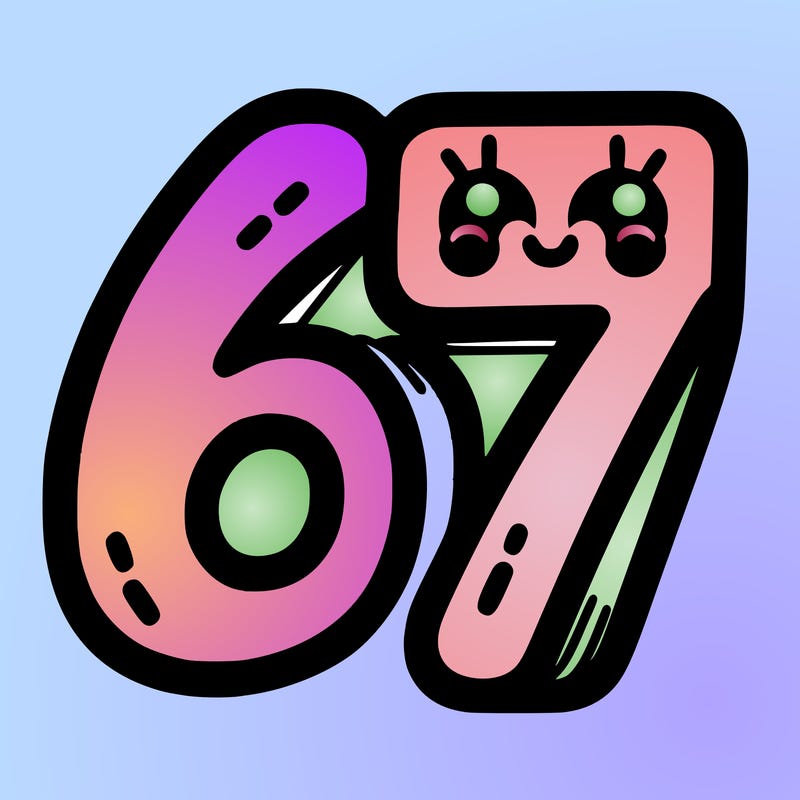 the numbers 67