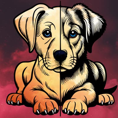 realistic dog split picture