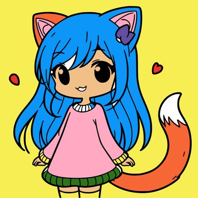 girl with cat ears and tail