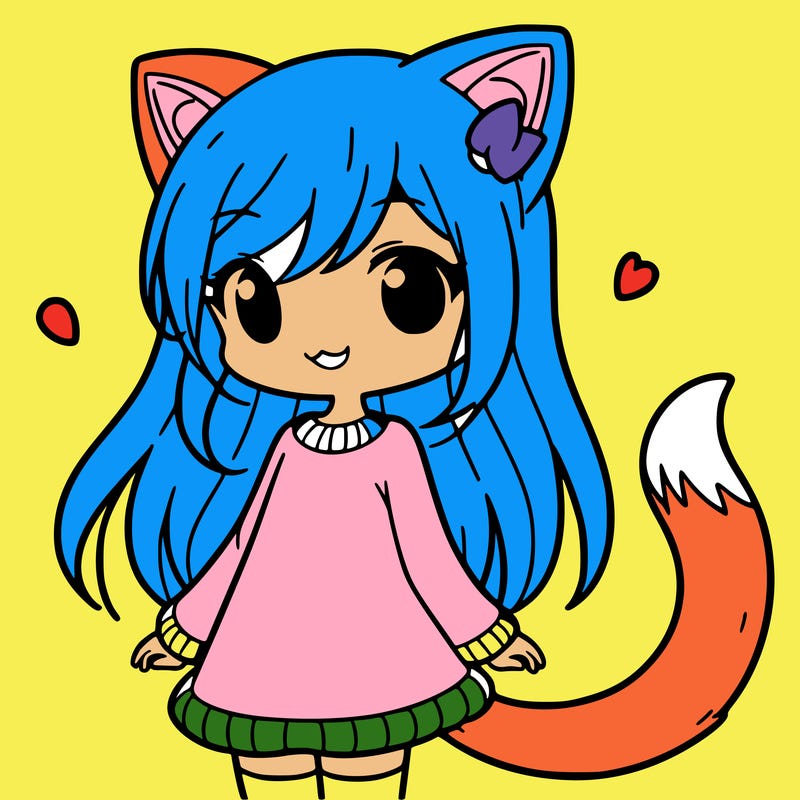 girl with cat ears and tail