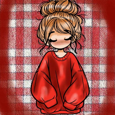 girl with baggy sweatshirt and messy bun