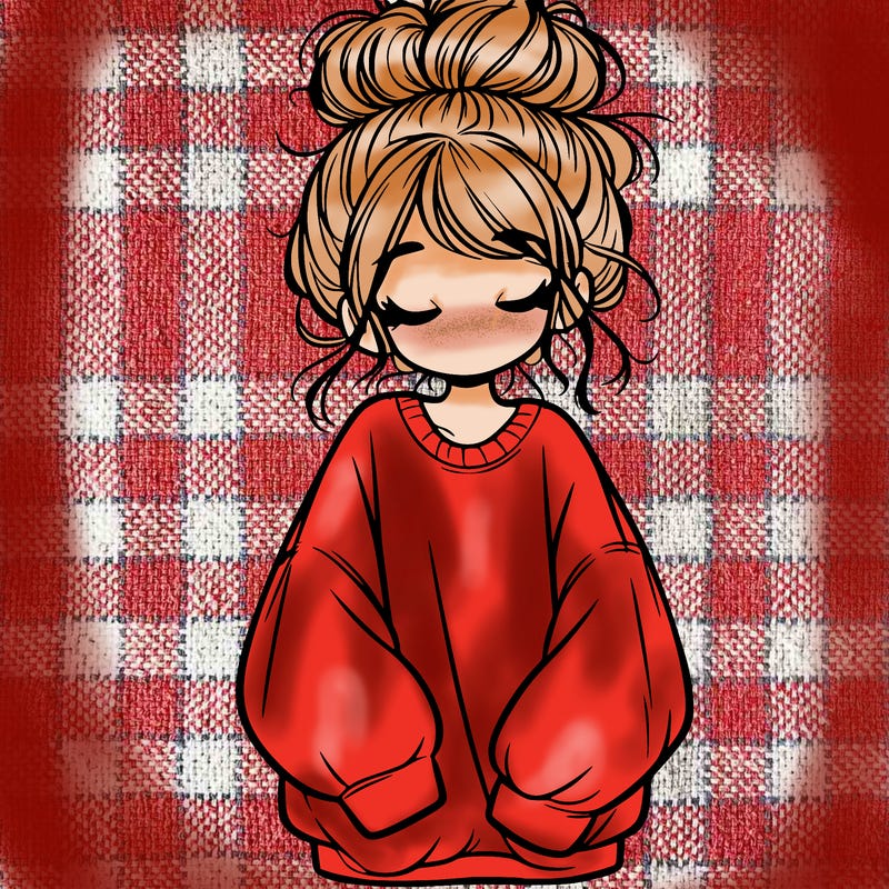 girl with baggy sweatshirt and messy bun