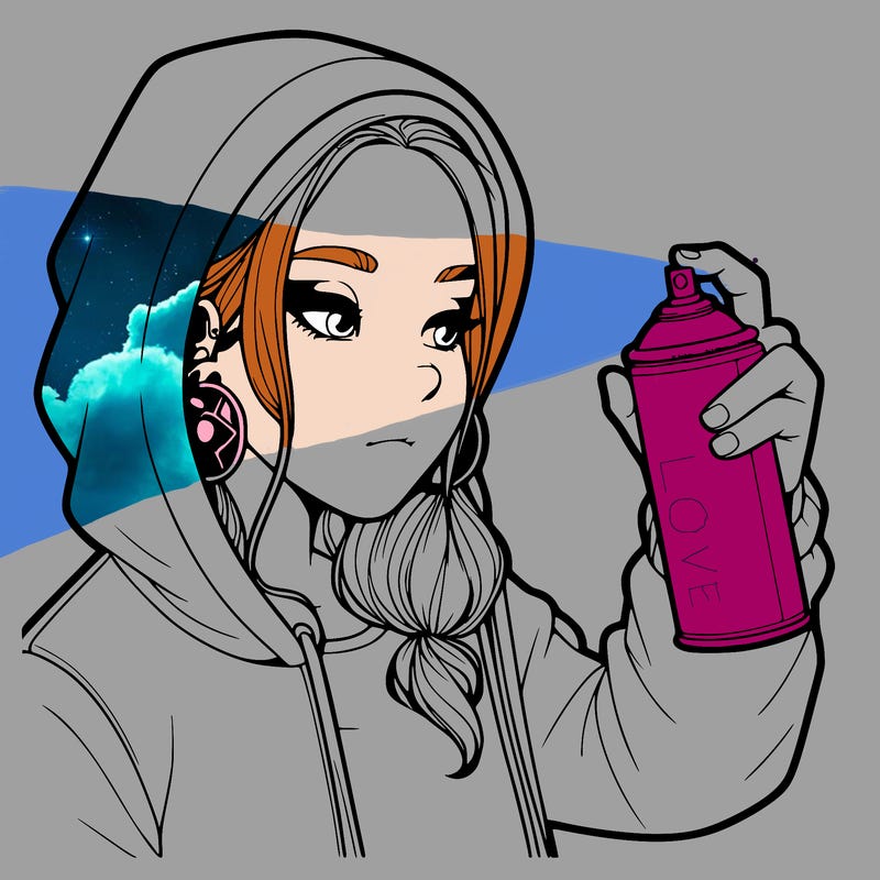 a realistic girl, spray painting