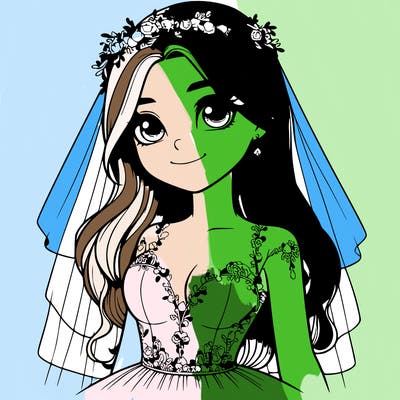 realistic girl in a wedding dress