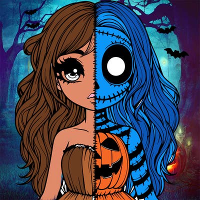 realistic girl halloween split