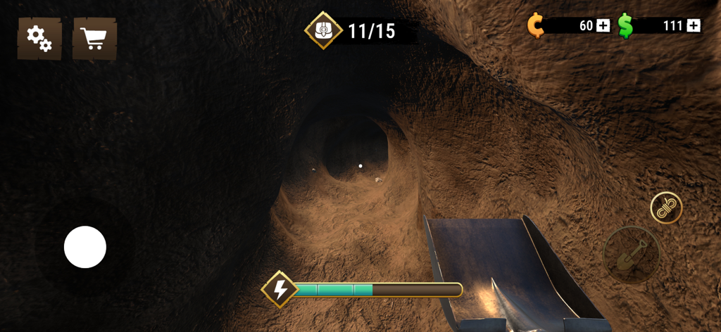 Wild West Miner - Gold Rush 3D - First person view of digging a gold mine tunnel with a shovel in Wild West Miner 3D