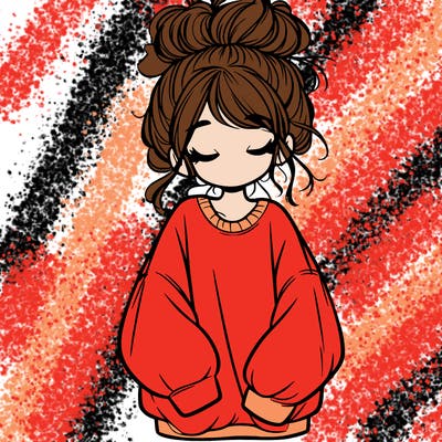 girl with baggy sweatshirt and messy bun