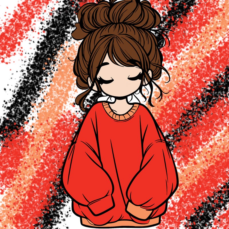 girl with baggy sweatshirt and messy bun