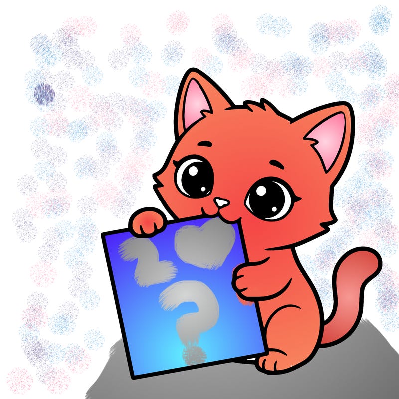 a small cat with a blank sheet of paper in its hand. the cat is sooooooo cute!