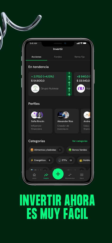 Trii - Trii mobile app investment dashboard showing stocks funds and trending assets