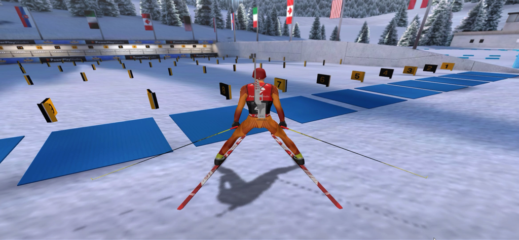 Winter Sports Mania - A biathlon athlete standing at a shooting range in Winter Sports Mania