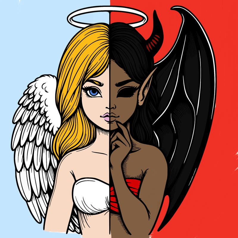 realistic angel half demon