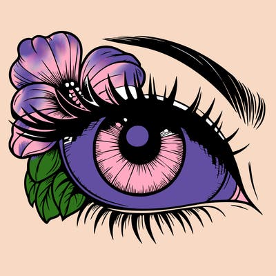 realistic eye with flower