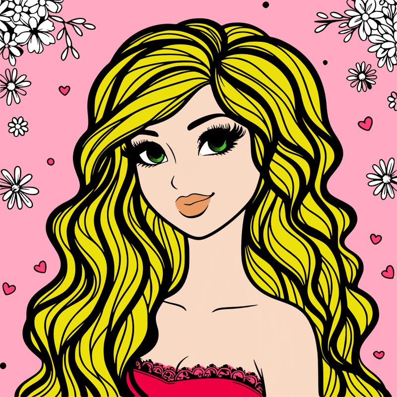 pretty woman with long wavy hair