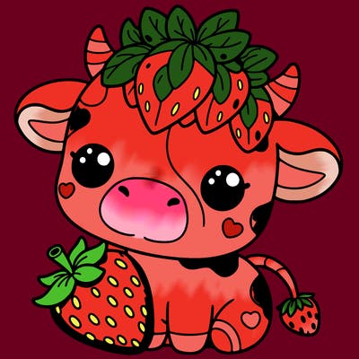 cute strawberry cow